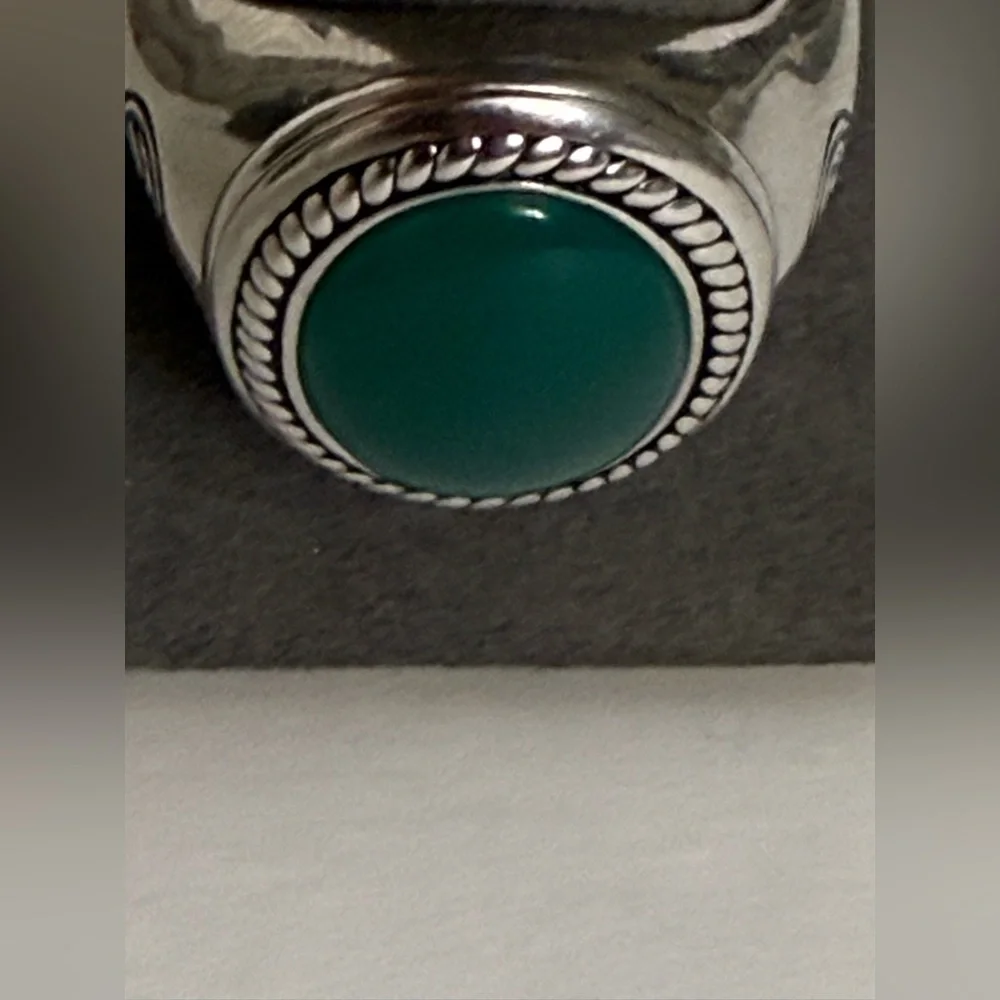 EFFY 925 STERLING SILVER ,GREEN ONYX RING SIZE 10